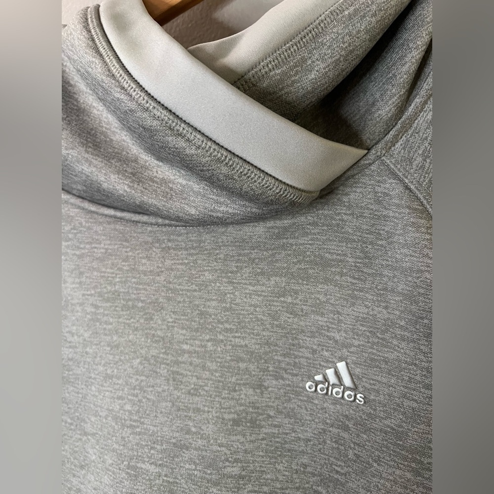 Adidas Cowl Neck Hooded Sweatshirt Gray Women Size L Climawarm - Picture 3 of 7